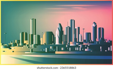 Houston Texas skyline vector illustration