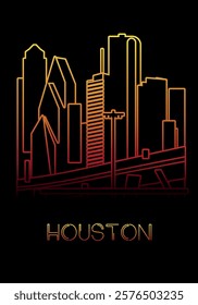 Houston Texas skyline vector illustration