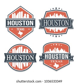 Houston Texas Travel Stamp Icon Skyline City Design Vector