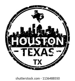 Houston Texas Travel Stamp Icon Skyline City Design Tourism