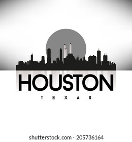 Houston Texas United States of America States/Cities Skyline Silhouette Black Design, vector illustration.