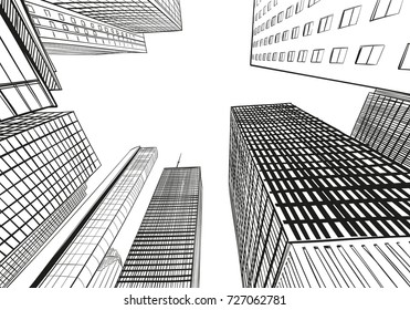 Houston. Texas. USA. Hand drawn.Unusual Street sketch, vector illustration