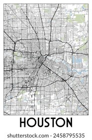 Houston Texas USA map poster art