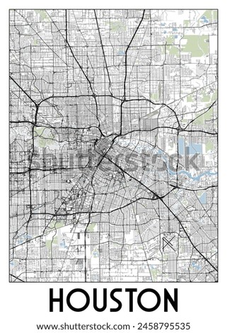 Houston Texas USA map poster art