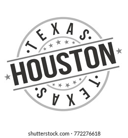 Houston Texas USA Quality Original Stamp Design Vector Art Tourism Souvenir Round 