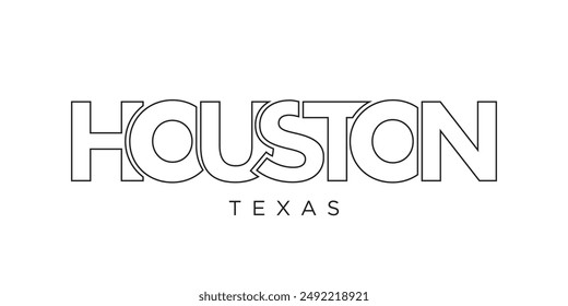 Houston, Texas, USA typography slogan design. America logo with graphic city lettering for print and web.