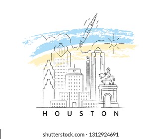 Houston, Texas vector illustration and typography design