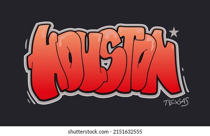 Houston Texas vector text. Graffiti style hand drawn lettering. Can be used for printing on t shirt and souvenirs. Posters, banners, cards, flyers, stickers. Street art design.