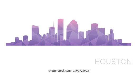 Houston, TX, USA Low Poly Skyline Clip Art City Design. Geometric Polygon Graphic Horizon Icon. Vector Illustration Symbol.