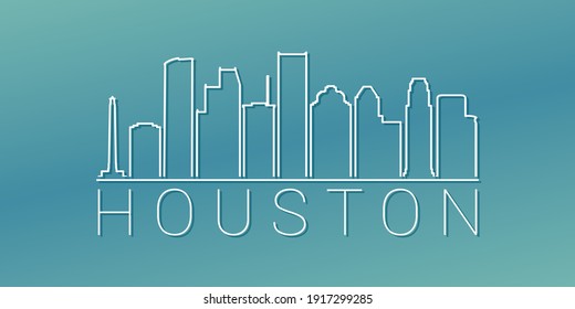 Houston, TX, USA Skyline Linear Design. Flat City Illustration Minimal Clip Art. Background Gradient Travel Vector Icon.