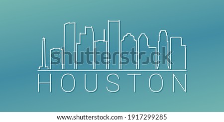 Houston, TX, USA Skyline Linear Design. Flat City Illustration Minimal Clip Art. Background Gradient Travel Vector Icon.