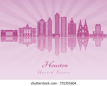 Houston V2 skyline in purple radiant orchid in editable vector file