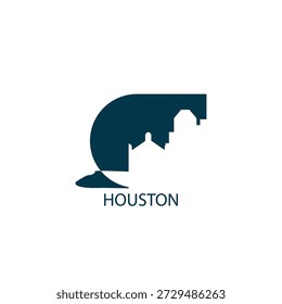 Icono de Vector de Houston con horizonte, vista panorámica, forma de perspectiva. USA Concepto de logotipo de Lugares famosos de la ciudad de Texas. Gráfico aislado plano, insignia