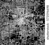 Houston Vector Map, Artprint. Black Landmass, White Water and Roads.