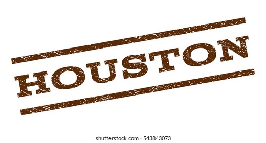Houston watermark stamp. Text caption between parallel lines with grunge design style. Rubber seal stamp with dirty texture. Vector brown color ink imprint on a white background.