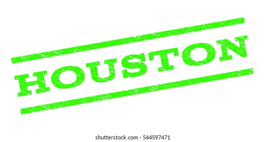 Houston watermark stamp. Text caption between parallel lines with grunge design style. Rubber seal stamp with dirty texture. Vector light green color ink imprint on a white background.