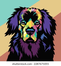 Hovawart pop art style illustration, artistic portrait of a cute dog