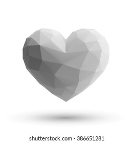 Hover 3d origami heart design with light and shadow Eps 10 vector illustration