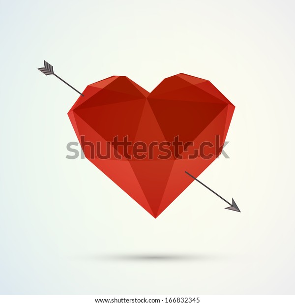 Hover 3d Origami Heart Design Arrow Stock Vector Royalty