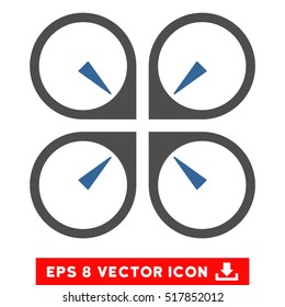 Hover Drone EPS vector icon. Illustration style is flat iconic bicolor cobalt and gray symbol on white background.