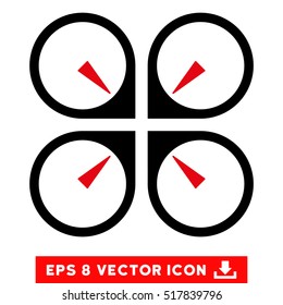 Hover Drone EPS vector pictograph. Illustration style is flat iconic bicolor intensive red and black symbol on white background.