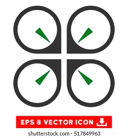 Hover Drone EPS vector pictograph. Illustration style is flat iconic bicolor green and gray symbol on white background.