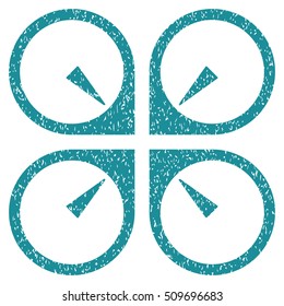 Hover Drone grainy textured icon for overlay watermark stamps. Flat symbol with unclean texture. Dotted vector soft blue ink rubber seal stamp with grunge design on a white background.