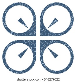 Hover Drone grainy textured icon for overlay watermark stamps. Flat symbol with unclean texture. Dotted vector blue ink rubber seal stamp with grunge design on a white background.