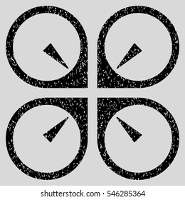 Hover Drone grainy textured icon for overlay watermark stamps. Flat symbol with unclean texture. Dotted vector black ink rubber seal stamp with grunge design on a light gray background.