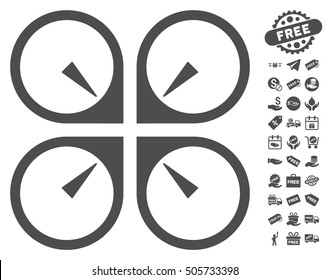 Hover Drone icon with free bonus symbols. Vector illustration style is flat iconic symbols, gray color, white background.