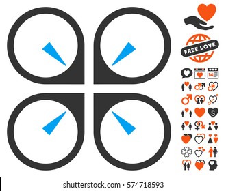 Hover Drone pictograph with bonus decoration design elements. Vector illustration style is flat iconic symbols for web design, app user interfaces.