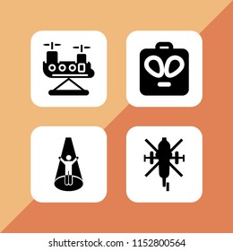 hover icon. 4 hover set with alien, military helicopter, ufo and helicopter vector icons for web and mobile app