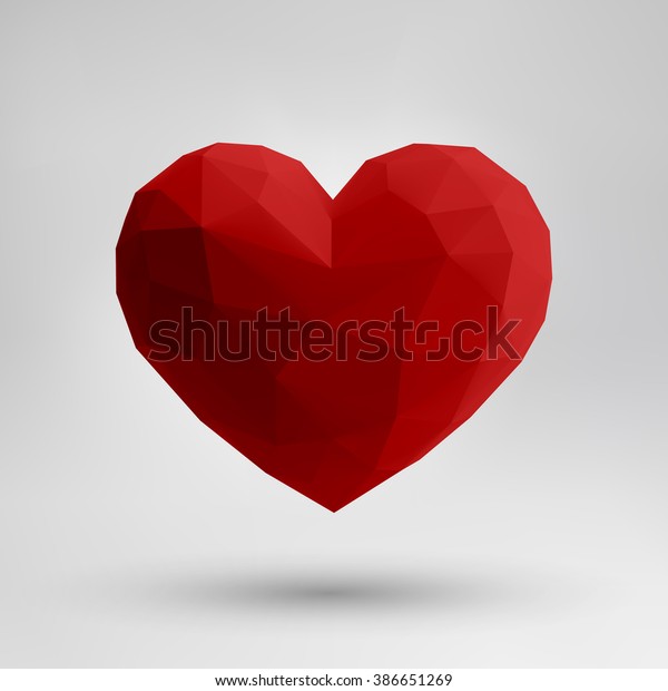 Hover Red 3d Origami Heart Design Stock Vector Royalty Free