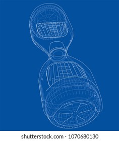 Hoverboard electric self-balancing scooter. Vector rendering of 3d. Wire-frame style. The layers of visible and invisible lines are separated