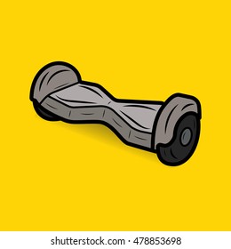 Hoverboard electric  self-balancing scooter, vector illustration on yellow background. giroscooter icon in pop art style