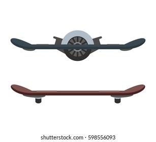 Hoverboard isolated roller scooter balance bike. Self-balancing scooter eco alternative transport. Flat design biking and rolling wheel. Vector balance kick scooter segway. Push cycle gyroscooter.