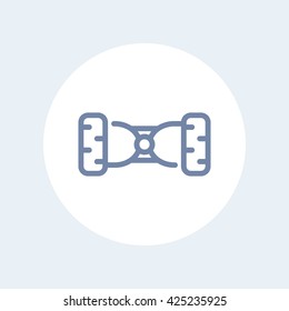hoverboard line icon isolated on white, vector illustration
