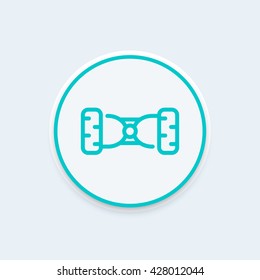 hoverboard linear icon on round shape, vector illustration