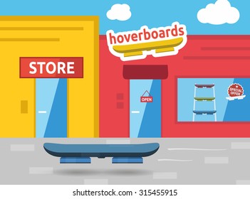 Hoverboard on the street future scene vector illustration