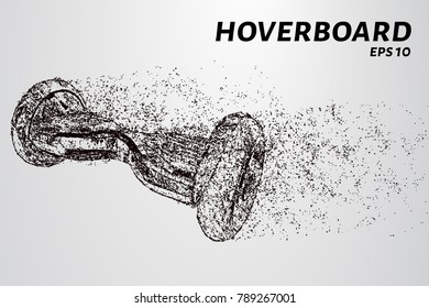 The hoverboard from the particles. The hoverboard consists of circles and points. Vector illustration