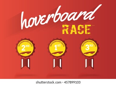 Hoverboard Race, Medal Vector Illustration