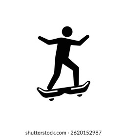 Hoverboarder Hovering with Hands Out for Balance Black Icon