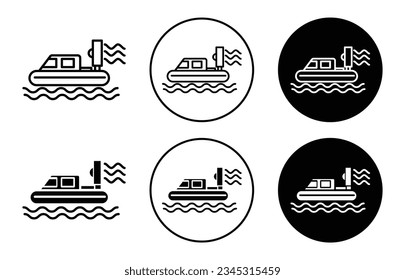 hovercraft boat icon set. travel hover craft sea boat vector symbol in black color.