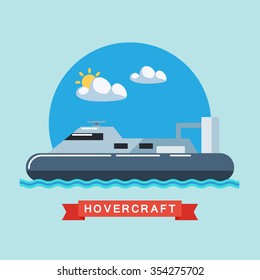 Hovercraft flat vector illustration.