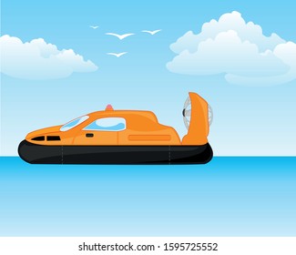 Hovercraft on background of the nature seaborne