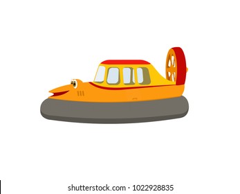 Hovercraft Side View with Expressions - Cartoon Vector Image