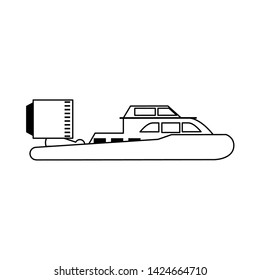Hovercraft sport boat sideview isolated vector illustration graphic design