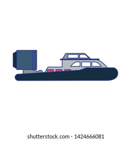 Hovercraft sport boat sideview isolated vector illustration graphic design