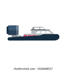 Hovercraft sport boat sideview isolated vector illustration graphic design