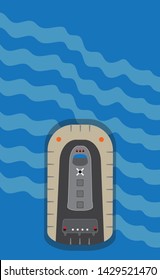 Hovercraft Top View and sea background Vector